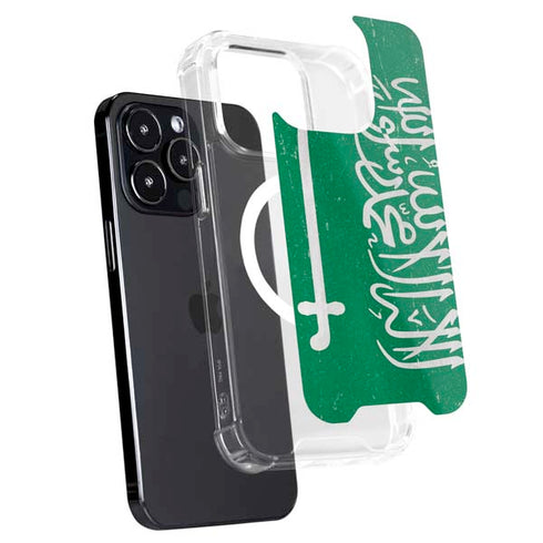 Saudi Arabia Flag Distressed iPhone 14 Pro Max MagSafe Case